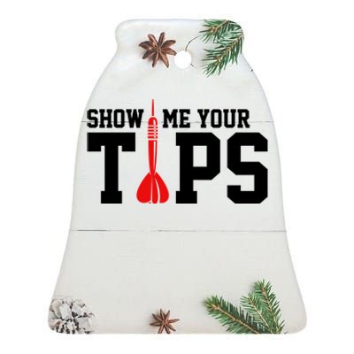 Show Me Your Tips Dart Player Darting Dartboard Triple 20 Gift Ceramic Bell Ornament