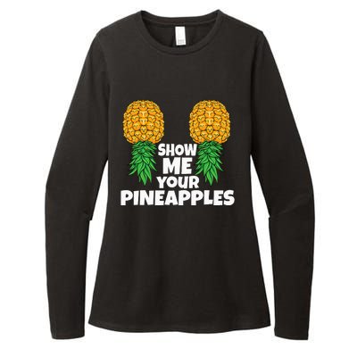 Show Me Your Pineapples Swinger Upside Down Pineapple Womens CVC Long Sleeve Shirt