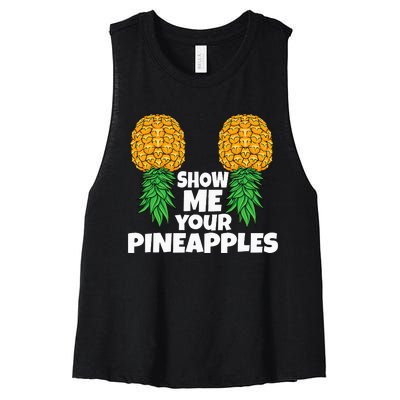 Show Me Your Pineapples Swinger Upside Down Pineapple Women's Racerback Cropped Tank