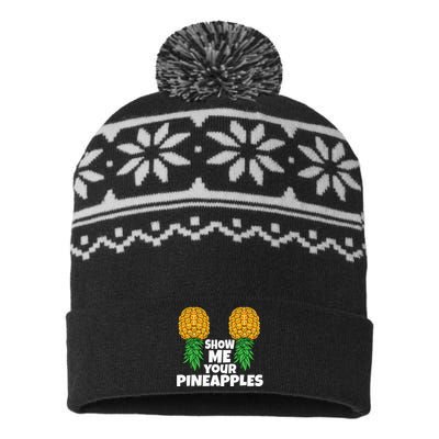 Show Me Your Pineapples Swinger Upside Down Pineapple USA-Made Snowflake Beanie