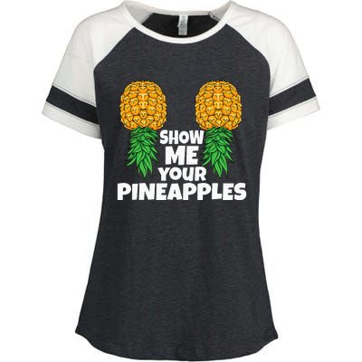 Show Me Your Pineapples Swinger Upside Down Pineapple Enza Ladies Jersey Colorblock Tee