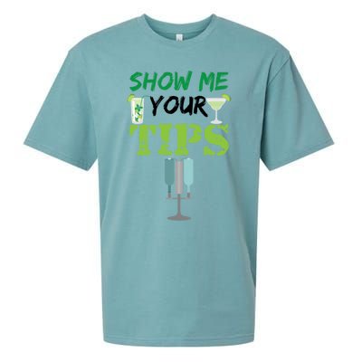 Show Me Your Tips Ings Funny Bartender Gift Sueded Cloud Jersey T-Shirt