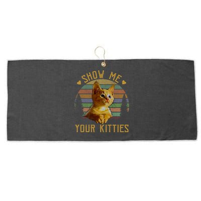 Show Me Your Kitties Gift Retro Vintage Funny Cat Lover Great Gift Large Microfiber Waffle Golf Towel