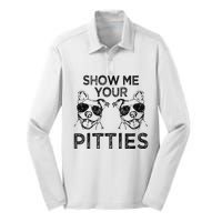 Show me your Pitties funny Pitbull saying Silk Touch Performance Long Sleeve Polo