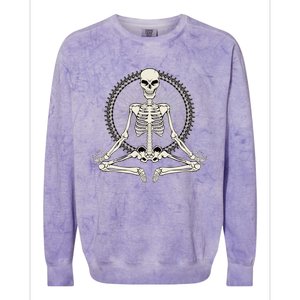 Skeleton Meditating Yoga Namaste 7 Chakras Spooky Halloween Gift Colorblast Crewneck Sweatshirt