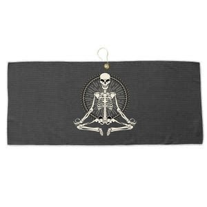 Skeleton Meditating Yoga Namaste 7 Chakras Spooky Halloween Gift Large Microfiber Waffle Golf Towel