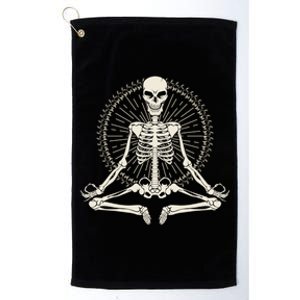 Skeleton Meditating Yoga Namaste 7 Chakras Spooky Halloween Gift Platinum Collection Golf Towel