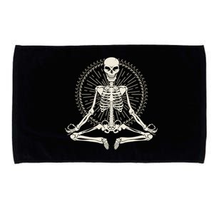 Skeleton Meditating Yoga Namaste 7 Chakras Spooky Halloween Gift Microfiber Hand Towel