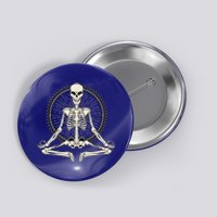 Skeleton Meditating Yoga Namaste 7 Chakras Spooky Halloween Gift Button