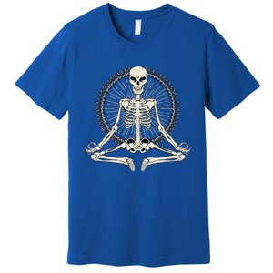 Skeleton Meditating Yoga Namaste 7 Chakras Spooky Halloween Gift Premium T-Shirt