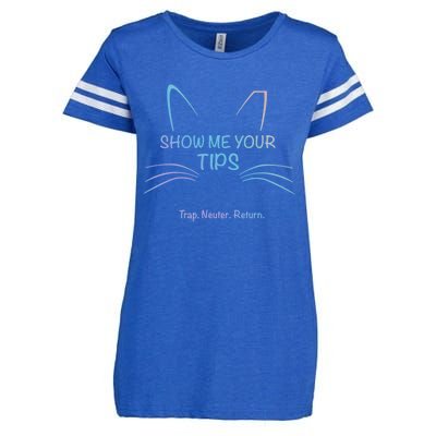 Show Me Your Tips Funny Whisker Trap Neuter Return Tnr Gift Enza Ladies Jersey Football T-Shirt