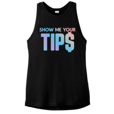 Show Me Your Tips Server Gift Ladies PosiCharge Tri-Blend Wicking Tank