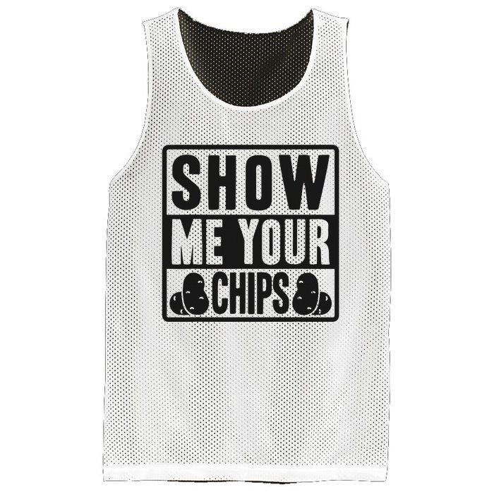 Show Me Your Chips Funny Potato Chips Mesh Reversible Basketball Jersey Tank