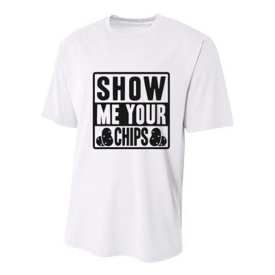 Show Me Your Chips Funny Potato Chips Youth Performance Sprint T-Shirt