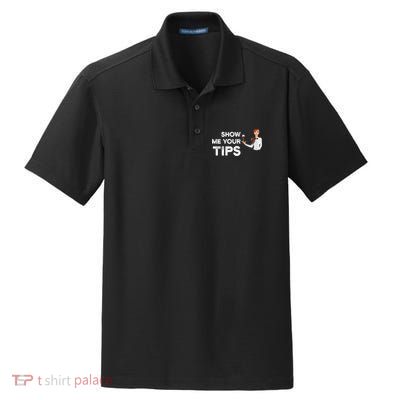 Show Me Your Tips Waiter Service Restaurant Waitress Server Gift Dry Zone Grid Polo