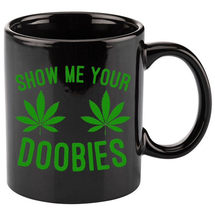 Show Me Your Doobies Funny Weed Smoker Marijuana High 11oz C Handle Ceramic Mug