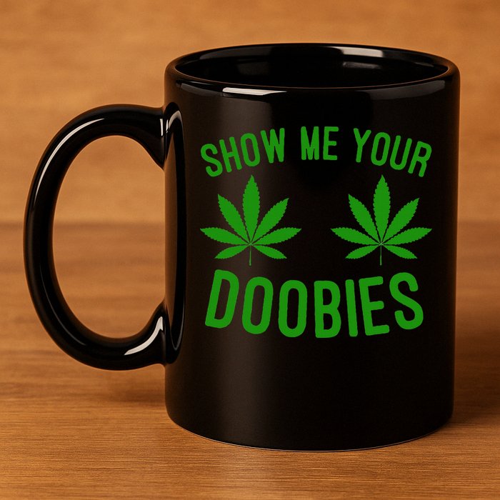 Show Me Your Doobies Funny Weed Smoker Marijuana High 11oz C Handle Ceramic Mug
