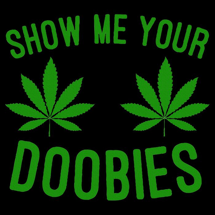 Show Me Your Doobies Funny Weed Smoker Marijuana High Drawstring Bag