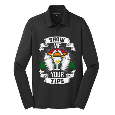 Show Me Your Tips Bartender And Barkeeper Gift Silk Touch Performance Long Sleeve Polo