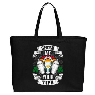 Show Me Your Tips Bartender And Barkeeper Gift Cotton Canvas Jumbo Tote