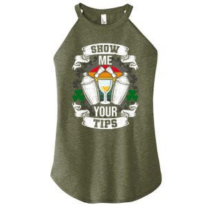 Show Me Your Tips Bartender And Barkeeper Gift Women's Perfect Tri Rocker Tank