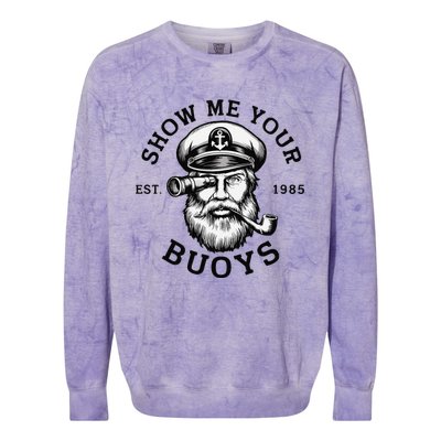 Show Me Your Buoys Funny Pontoon Boat Captain Colorblast Crewneck Sweatshirt