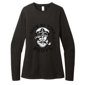 Show Me Your Buoys Funny Pontoon Boat Captain Womens CVC Long Sleeve Shirt