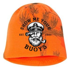 Show Me Your Buoys Funny Pontoon Boat Captain Kati - Camo Knit Beanie