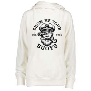 Show Me Your Buoys Funny Pontoon Boat Captain Womens Funnel Neck Pullover Hood