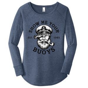 Show Me Your Buoys Funny Pontoon Boat Captain Women's Perfect Tri Tunic Long Sleeve Shirt