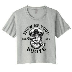 Show Me Your Buoys Funny Pontoon Boat Captain Women's Crop Top Tee