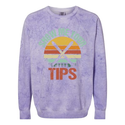 Show Me Your Tips Funny Freestyle Snow Skiing Gift Colorblast Crewneck Sweatshirt