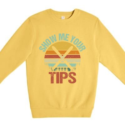 Show Me Your Tips Funny Freestyle Snow Skiing Gift Premium Crewneck Sweatshirt