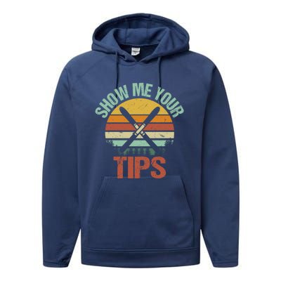 Show Me Your Tips Funny Freestyle Snow Skiing Gift Performance Fleece Hoodie