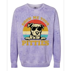 Show Me Your Pitties Funny Pitbull Dog Lovers Colorblast Crewneck Sweatshirt