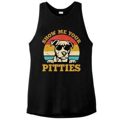 Show Me Your Pitties Funny Pitbull Dog Lovers Ladies PosiCharge Tri-Blend Wicking Tank