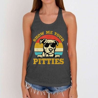 Show Me Your Pitties Funny Pitbull Dog Lovers Women's Knotted Racerback Tank