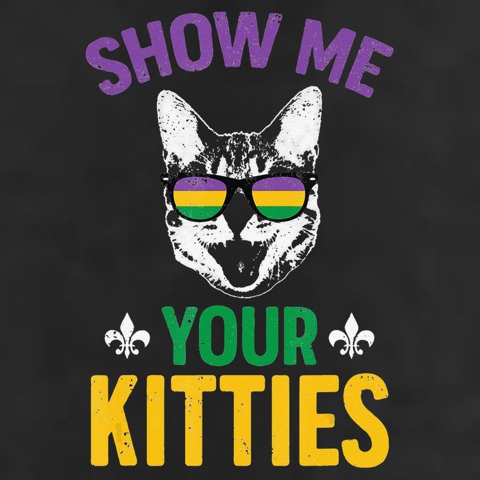 Show Me Your Kitties Funny Mardi Gras Carnival 7 Panel Mesh Trucker Snapback Hat