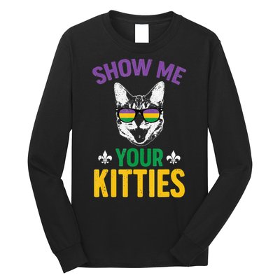 Show Me Your Kitties Funny Mardi Gras Carnival Long Sleeve Shirt