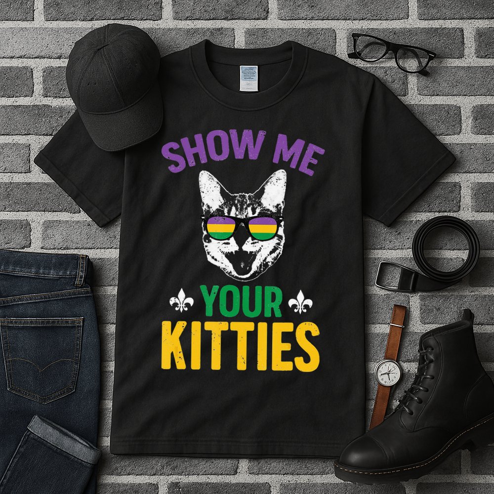 Show Me Your Kitties Funny Mardi Gras Carnival Tall T-Shirt