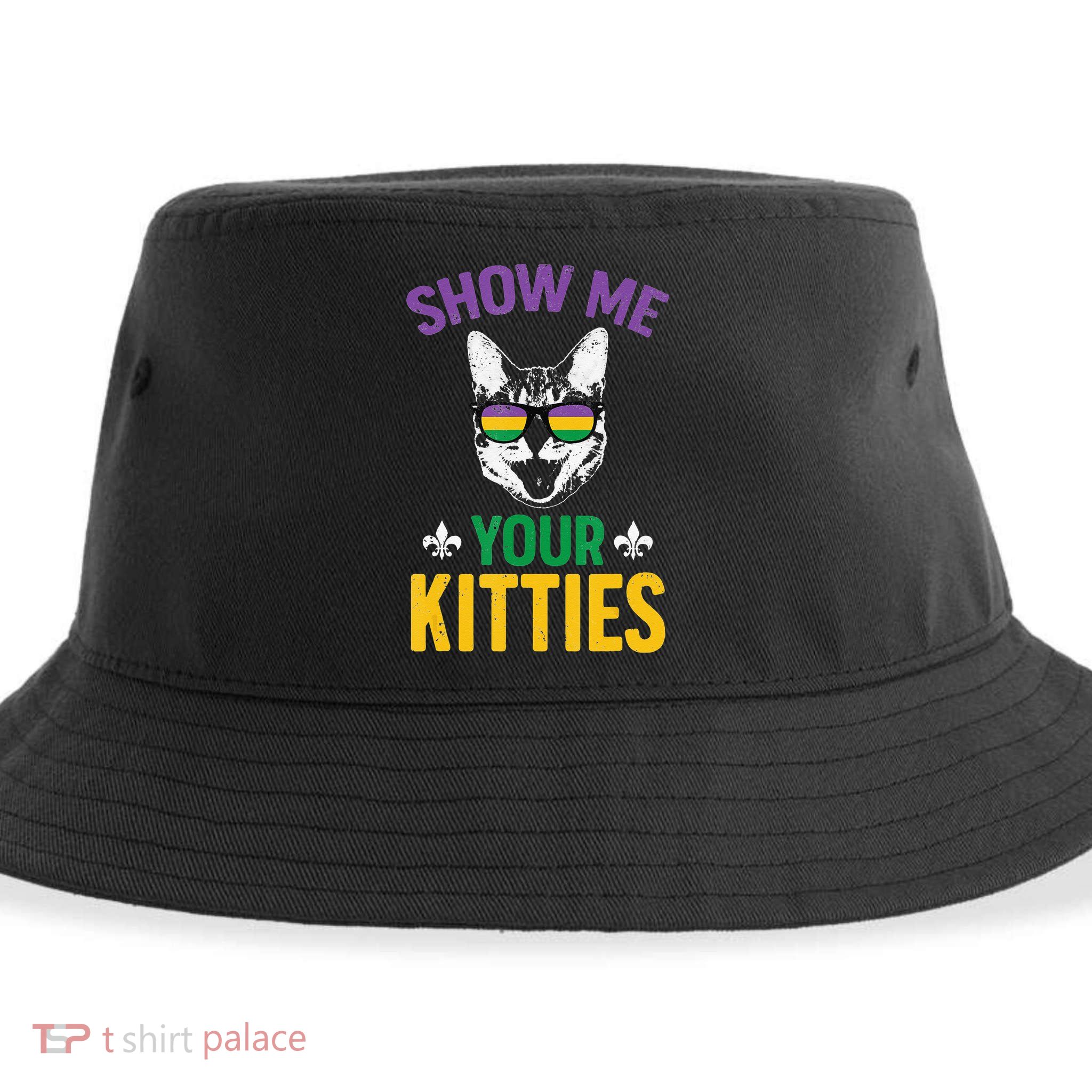 Show Me Your Kitties Funny Mardi Gras Carnival Sustainable Bucket Hat