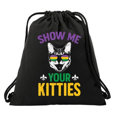 Show Me Your Kitties Funny Mardi Gras Carnival Drawstring Bag