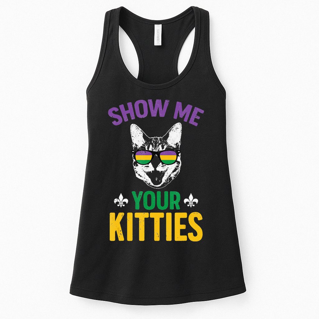 Show Me Your Kitties Funny Mardi Gras Carnival Womens Tank Top