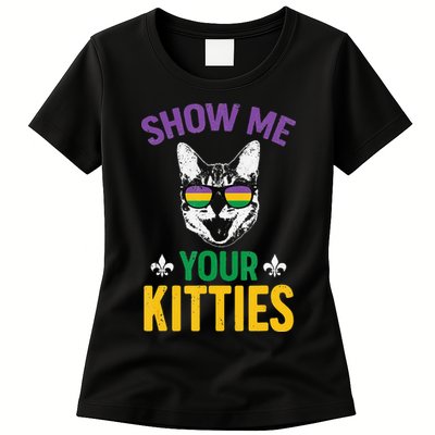 Show Me Your Kitties Funny Mardi Gras Carnival Womens T-Shirt