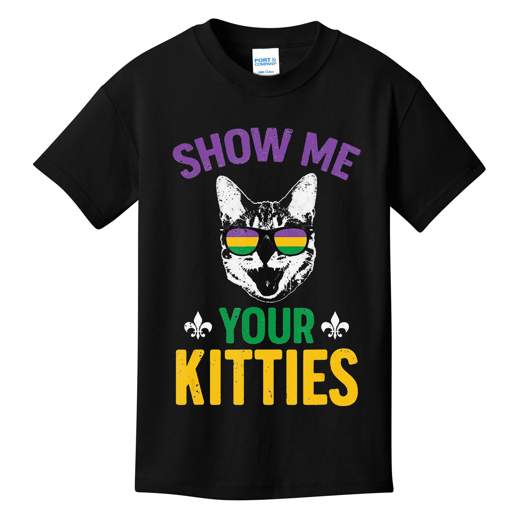 Show Me Your Kitties Funny Mardi Gras Carnival Kids T-Shirt