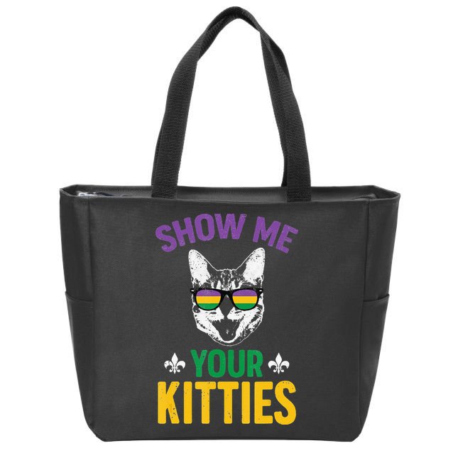 Show Me Your Kitties Funny Mardi Gras Carnival Zip Tote Bag