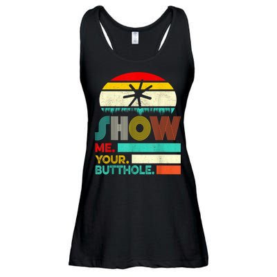 Show Me Your Butthole, Funny, Joke, Sarcastic, Family Ladies Essential Flowy Tank