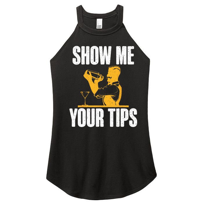 Show Me Your Tips Funny Bartender Women’s Perfect Tri Rocker Tank