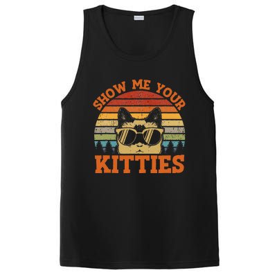 Show Me Your Kitties Funny Cat Lover Vintage Retro Sunset Gift PosiCharge Competitor Tank