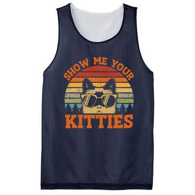 Show Me Your Kitties Funny Cat Lover Vintage Retro Sunset Gift Mesh Reversible Basketball Jersey Tank